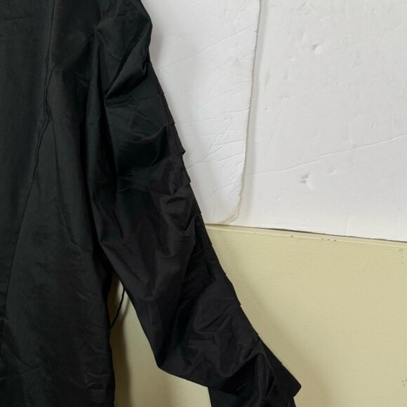 Samuel Dong Coat Dress Ruffle Collar Ruched Sleeves Shimmer Stretch Taffeta 3X - Picture 11 of 16